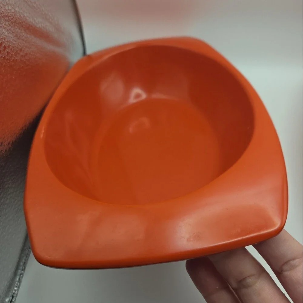 Vintage PROLON Ware Orange Enamel Trays, set of 2   FLORENCE MASS. 9946